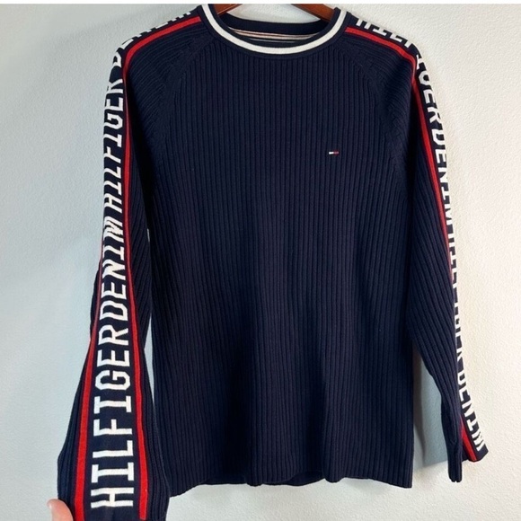 Tommy Hilfiger Other - Tommy Hilfiger Mens Denim Ribbed
Knit Crewneck Sweater Size L Navy Blue